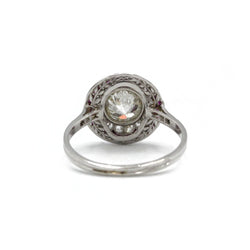 Bague art - deco or 750 et platine, diamants tailles ancienne et rubis calibrés années 1920 - Castafiore