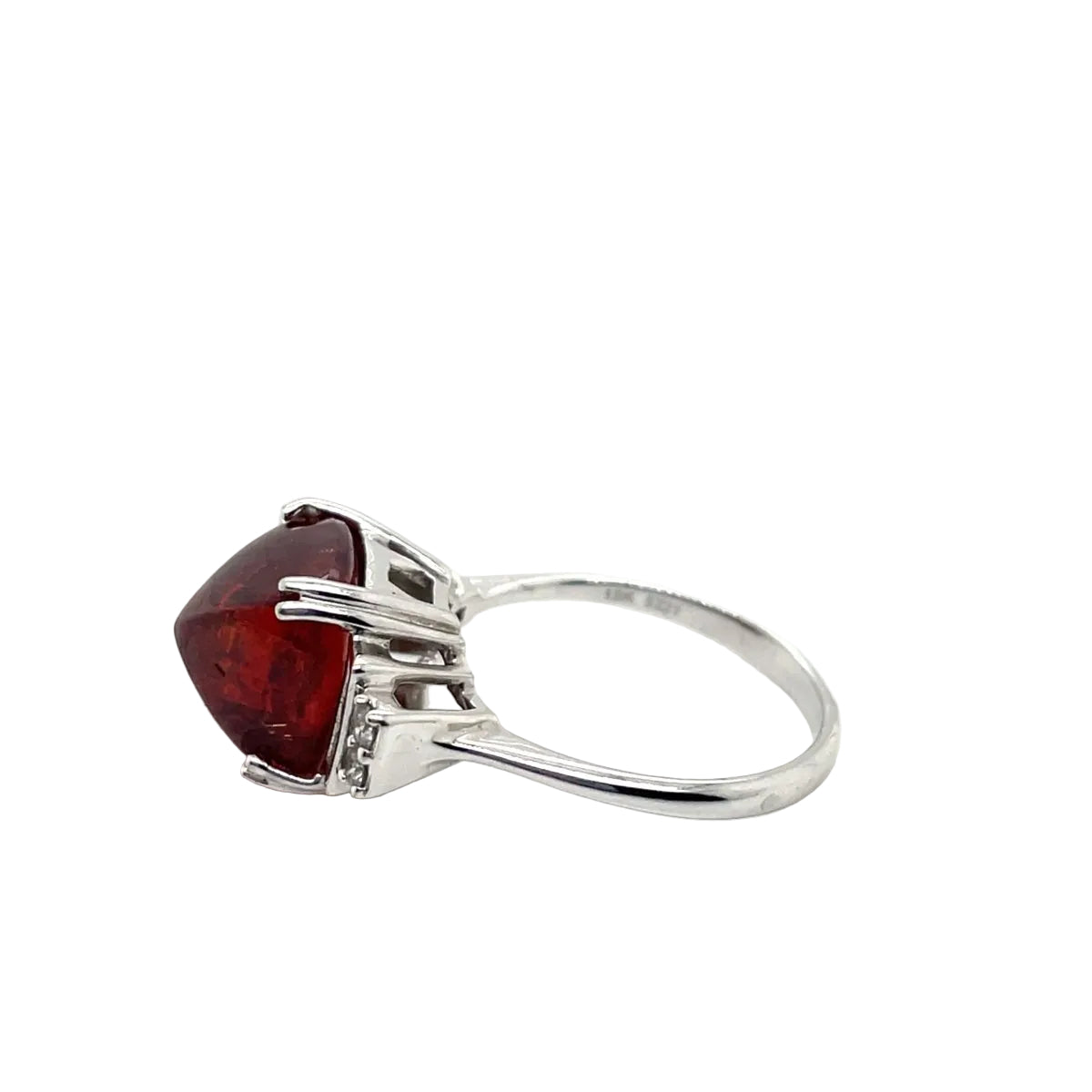 Bague Art Déco Or Blanc Grenat Spessartite - Castafiore