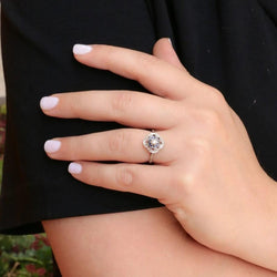 Bague Art Déco or blanc saphirs diamants - Castafiore