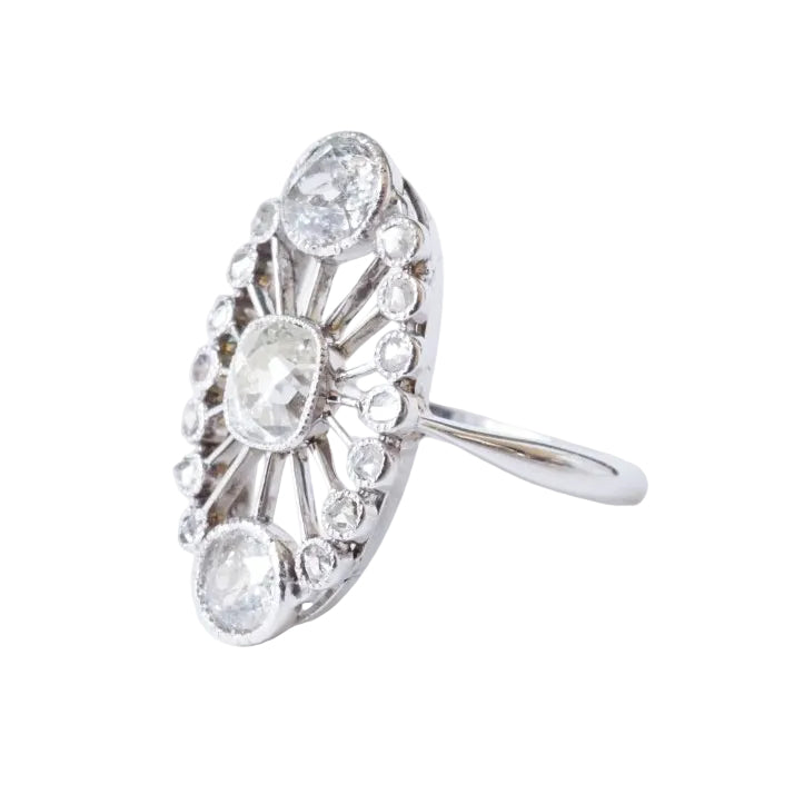 Bague Art Déco or diamants sur platine - Castafiore