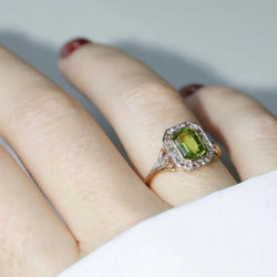 Bague Art Déco Péridot et Diamants - Castafiore