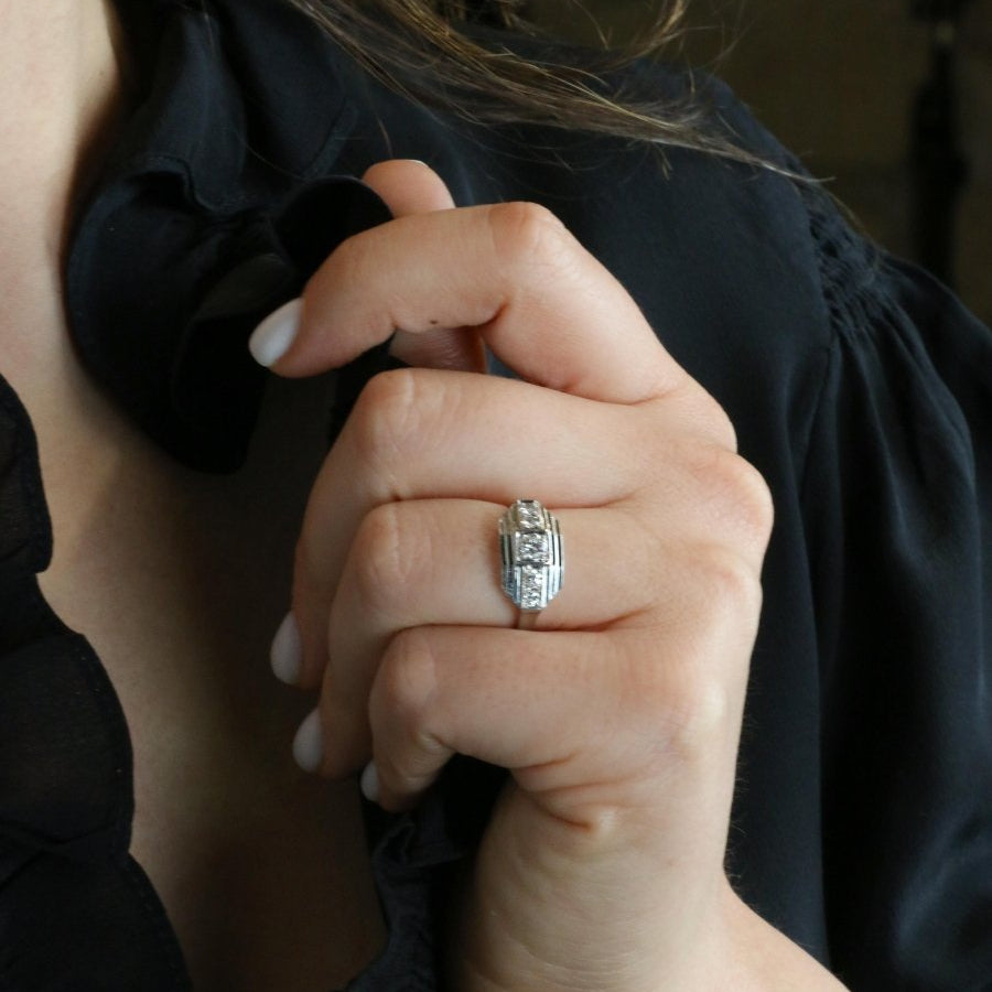 Bague Art déco platine diamants - Castafiore