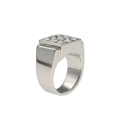 Bague Art Déco – Platine Massif – Diamants Taille Ancienne env. 1,40 ct G-SI – Taille 46/47