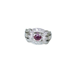Bague Art Déco Rubis et Diamants sur Platine - Castafiore