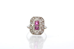 Bague art déco rubis et roses de diamants - Castafiore