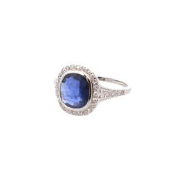 Bague art déco saphir de 2,50cts et diamants - Castafiore
