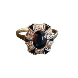 Bague Art Déco Saphir Et Diamants. - Castafiore
