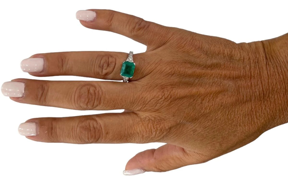Bague Art Nouveau Emeraude Diamant - Castafiore