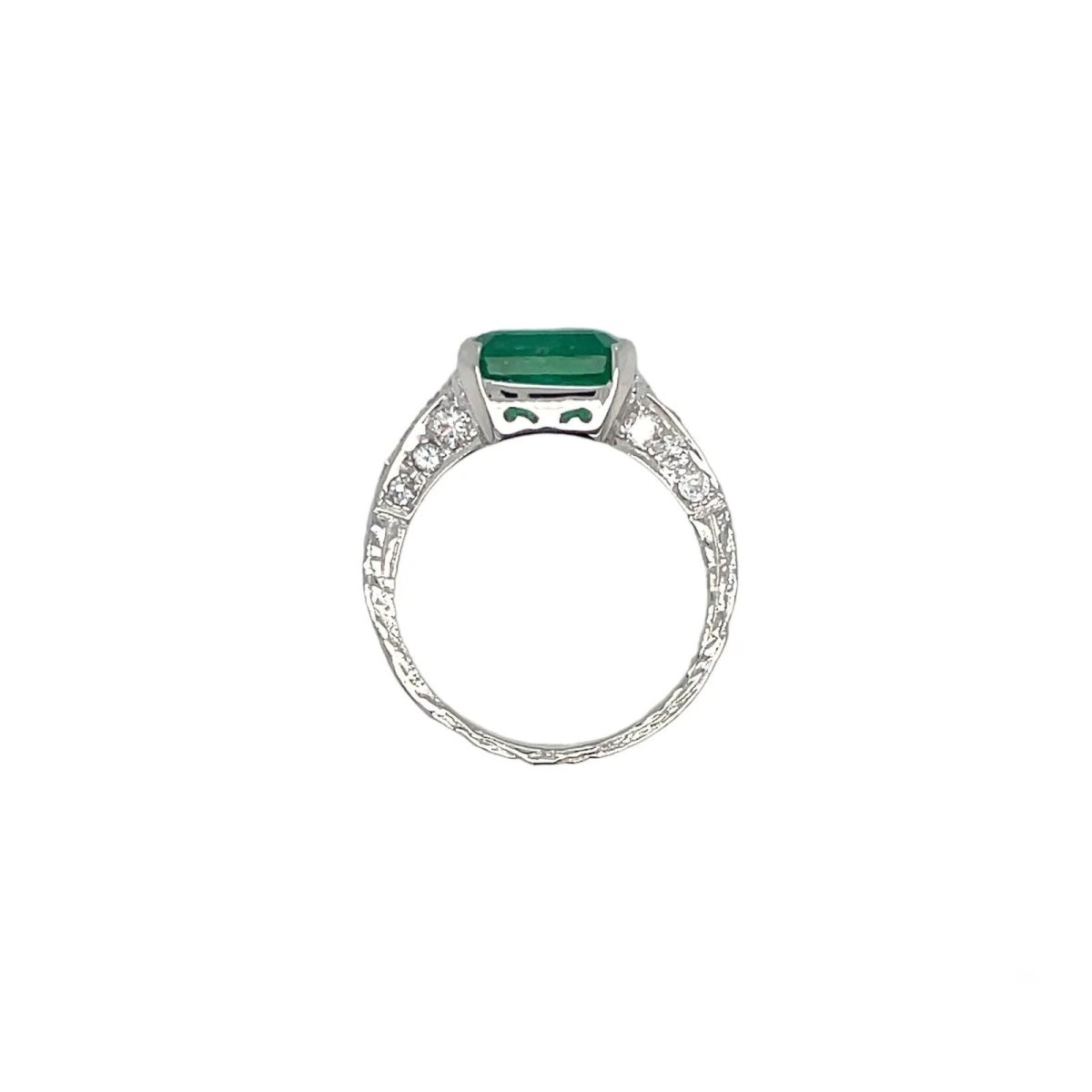 Bague Art Nouveau Emeraude Diamant - Castafiore