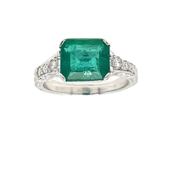 Bague Art Nouveau Emeraude Diamant - Castafiore