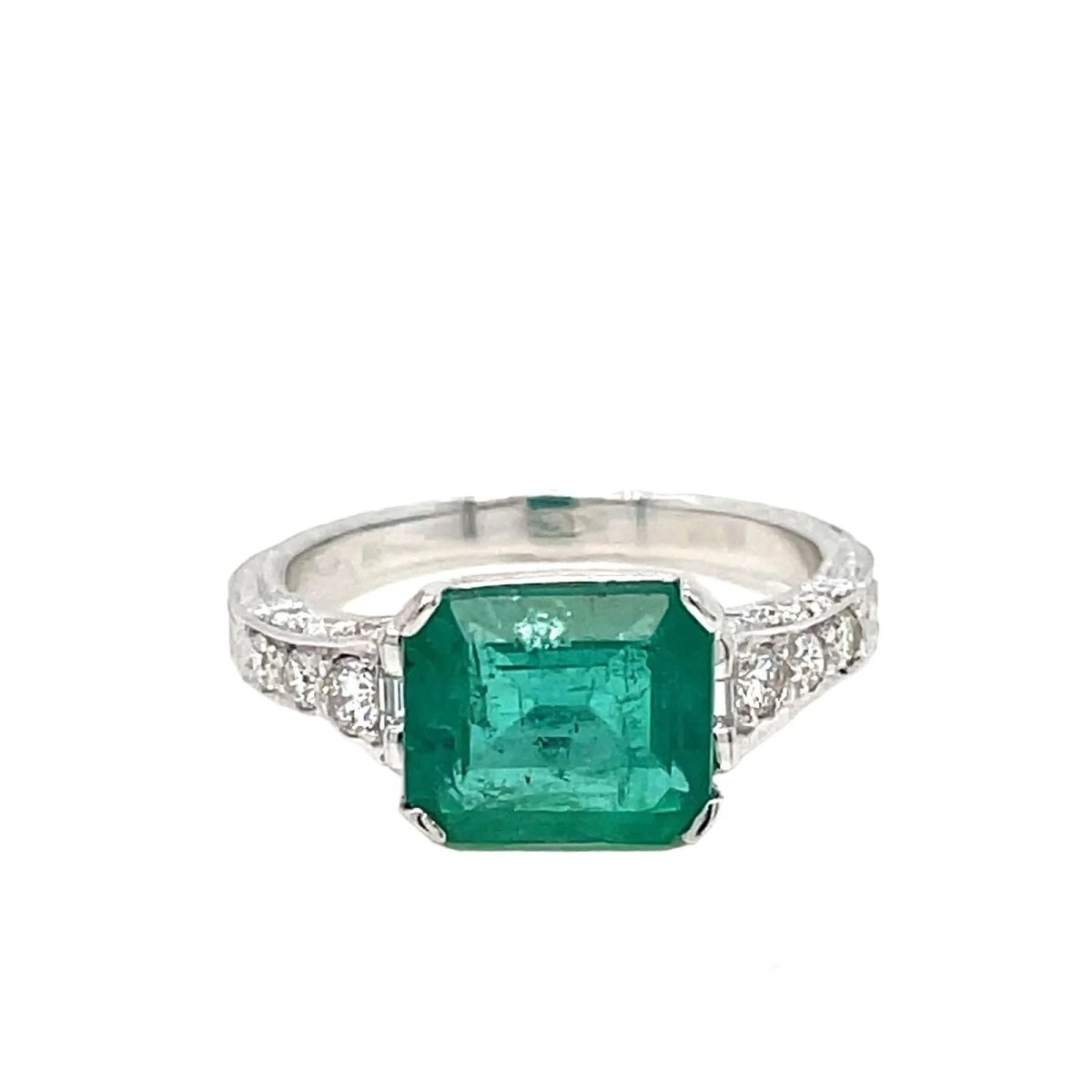 Bague Art Nouveau Emeraude Diamant - Castafiore