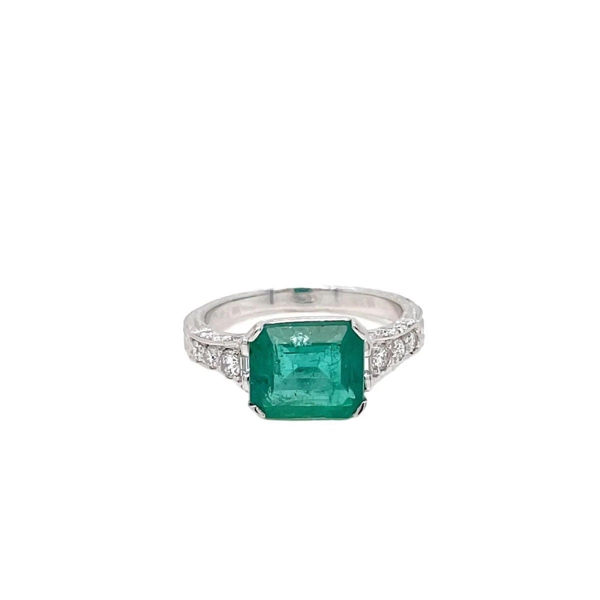 Bague Art Nouveau Emeraude Diamant - Castafiore