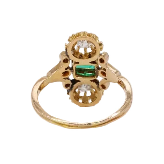 Bague Art Nouveau émeraude diamants - Castafiore