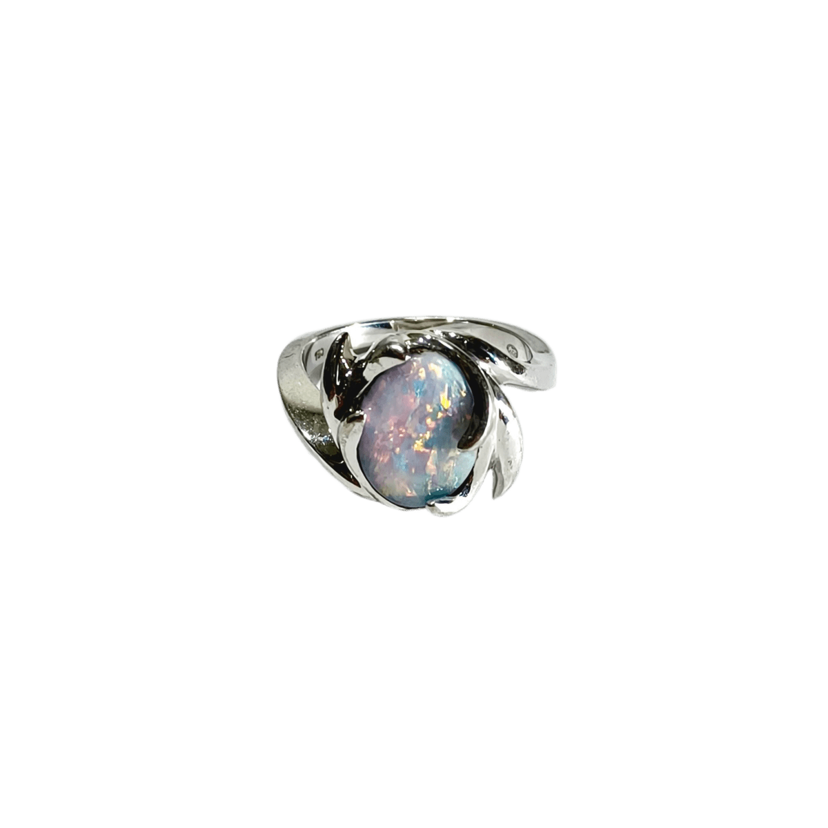 Bague Art Nouveau en or blanc et opale - Castafiore