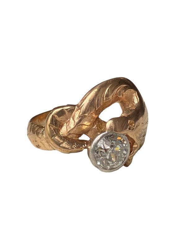 Bague Art Nouveau, en or rose et diamant - Castafiore