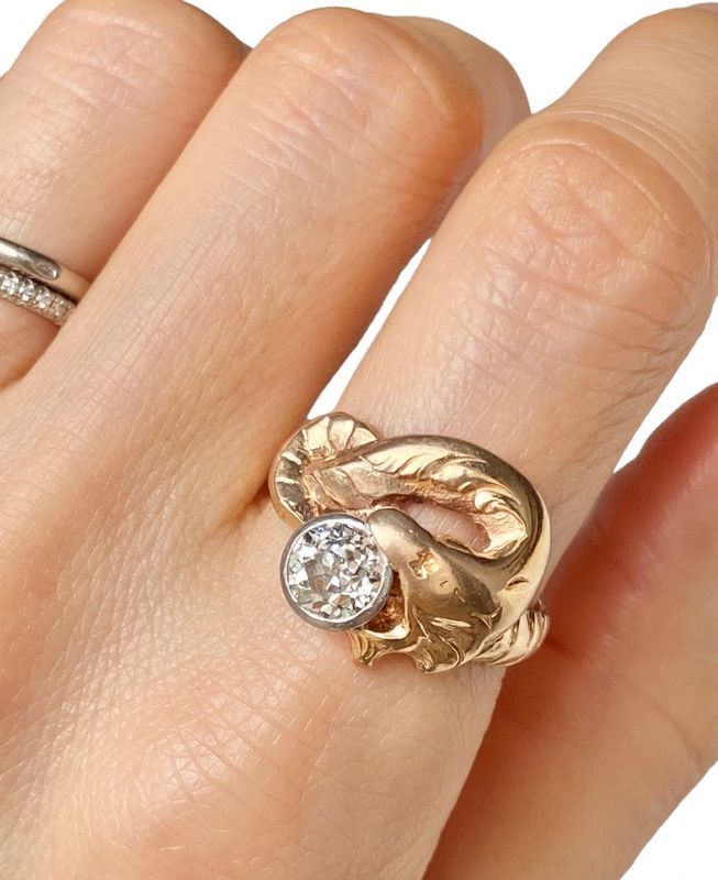 Bague Art Nouveau, en or rose et diamant - Castafiore