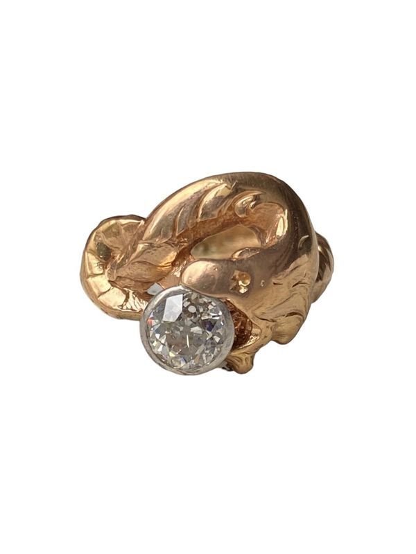 Bague Art Nouveau, en or rose et diamant - Castafiore