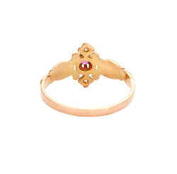 Bague Art Nouveau en or rose et platine avec rubis et diamants - Castafiore