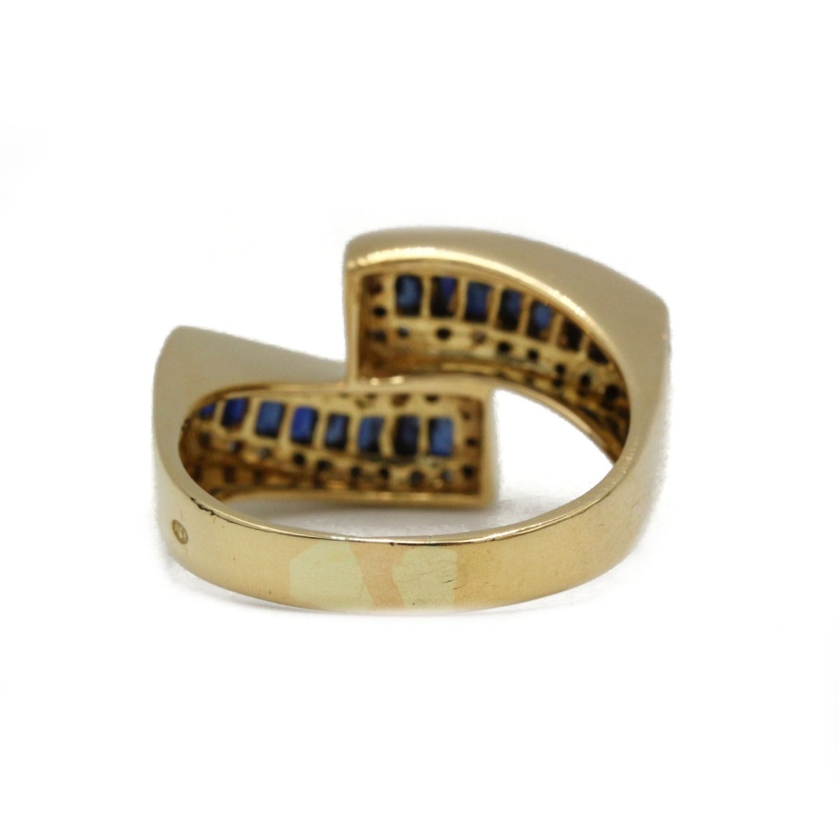Bague asymétrique en or jaune et diamants saphirs - Castafiore