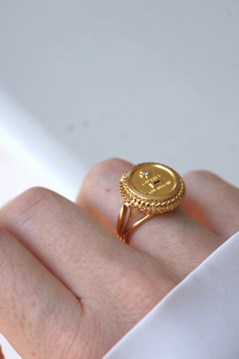 Bague Augis Vintage Or Jaune et Diamant T54 - Castafiore