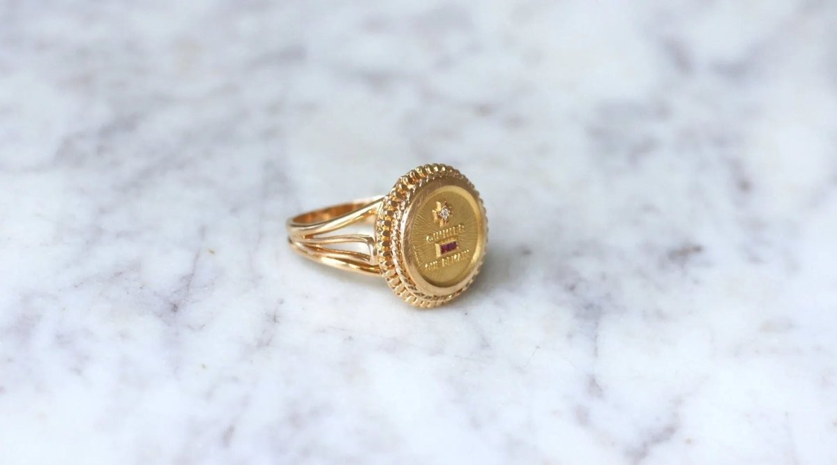 Bague Augis Vintage Or Jaune et Diamant T54 - Castafiore