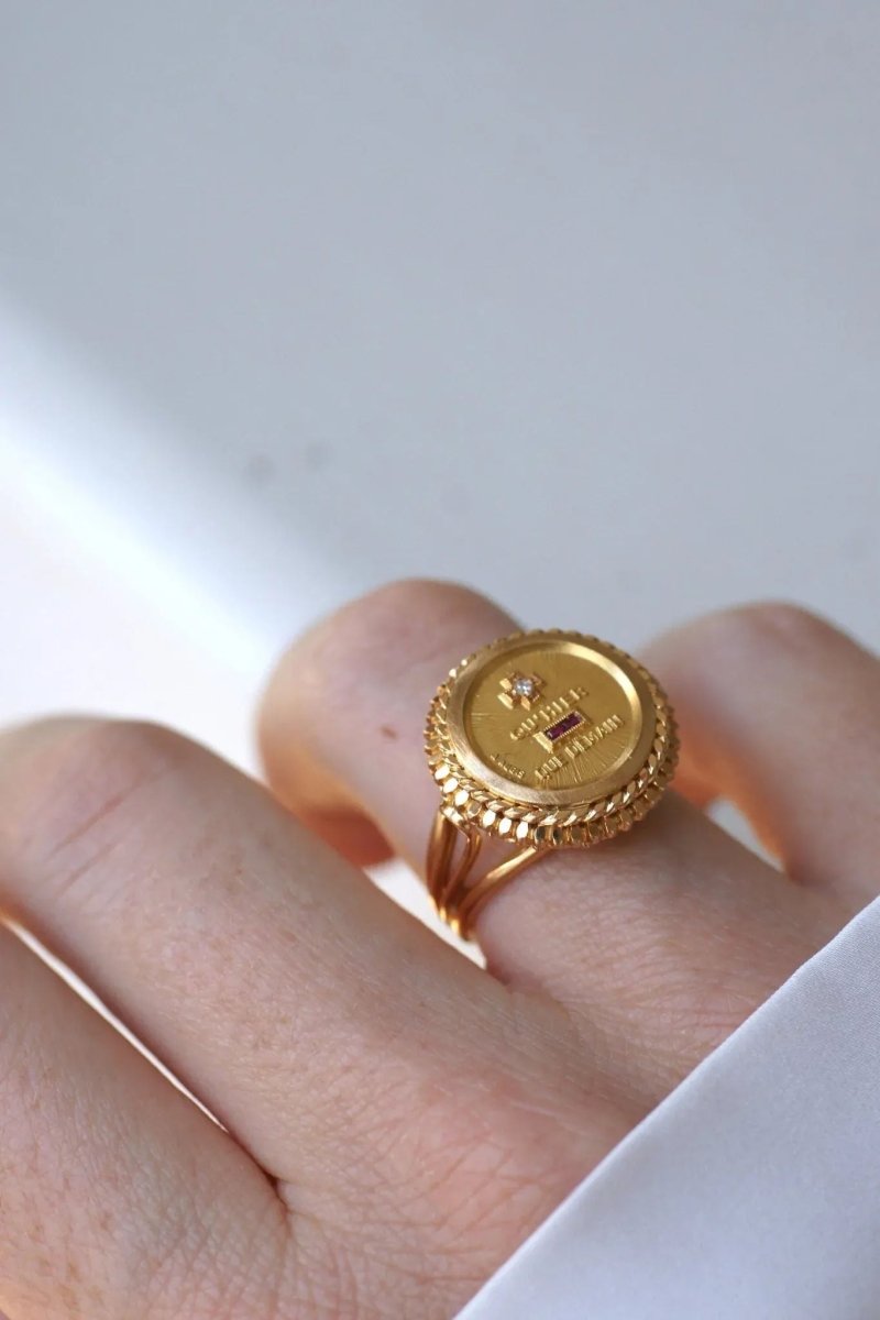 Bague Augis Vintage Or Jaune et Diamant T54 - Castafiore