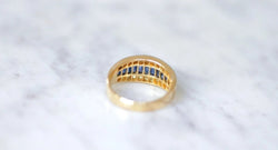 Bague Bandeau Art Deco Saphirs Calibrés et Diamants - Castafiore
