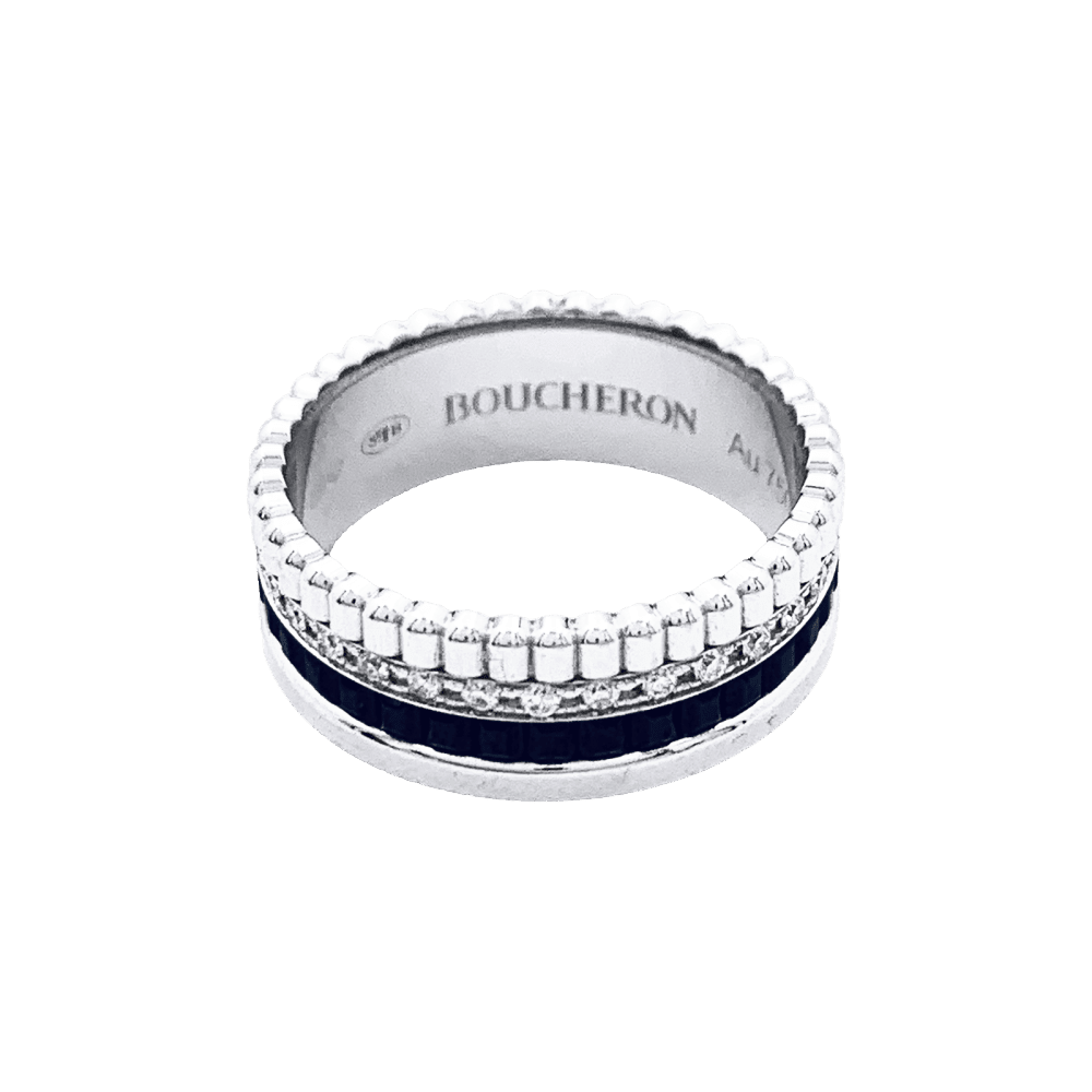 Bague Bandeau BOUCHERON "Quatre Black Édition" en or blanc et diamants - Castafiore
