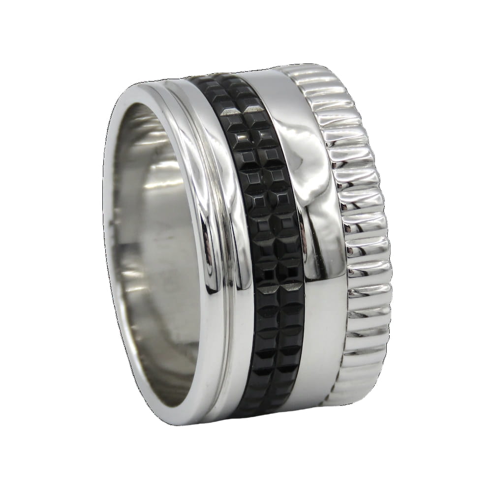 Bague Bandeau BOUCHERON "Quatre Black Edition" L en or blanc et PVD - Castafiore