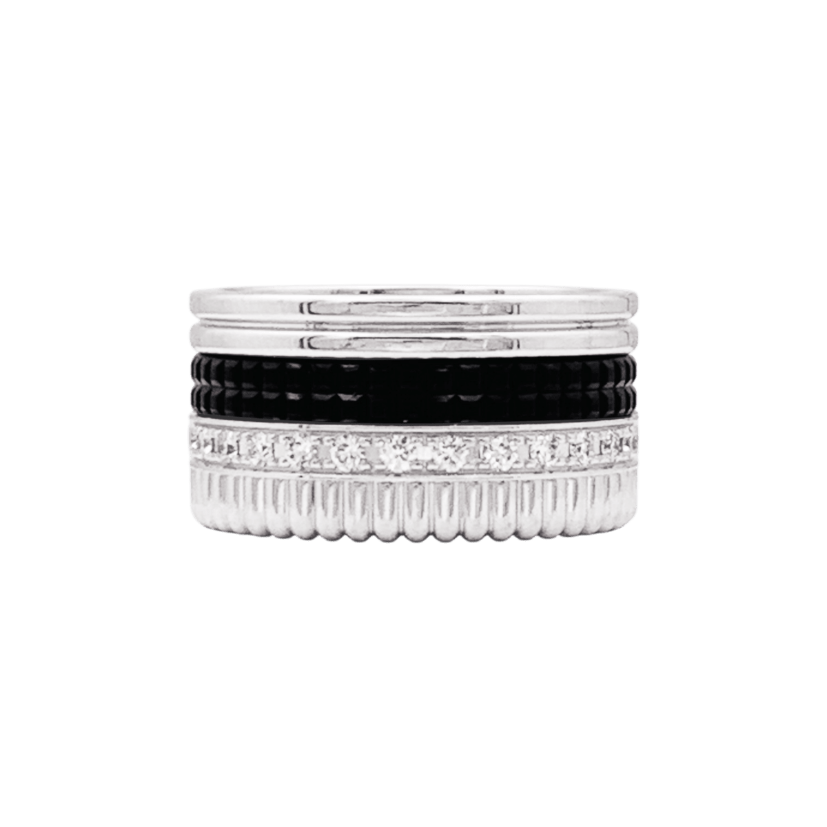 Bague Bandeau BOUCHERON "Quatre Black Édition Large" en or blanc et diamants - Castafiore