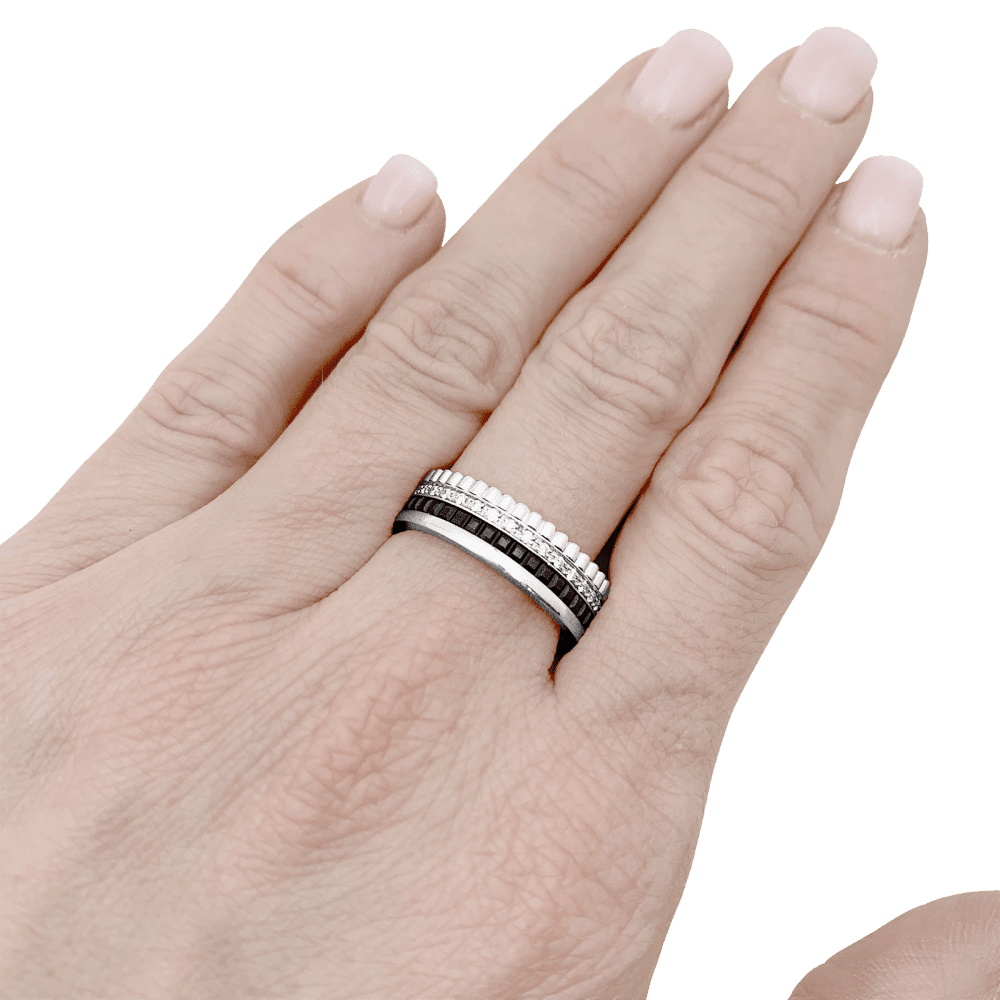 Bague Bandeau BOUCHERON "Quatre Black Édition Small" en or blanc et diamants - Castafiore
