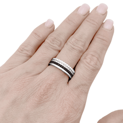 Bague Bandeau BOUCHERON "Quatre Black Édition Small" en or blanc et diamants - Castafiore
