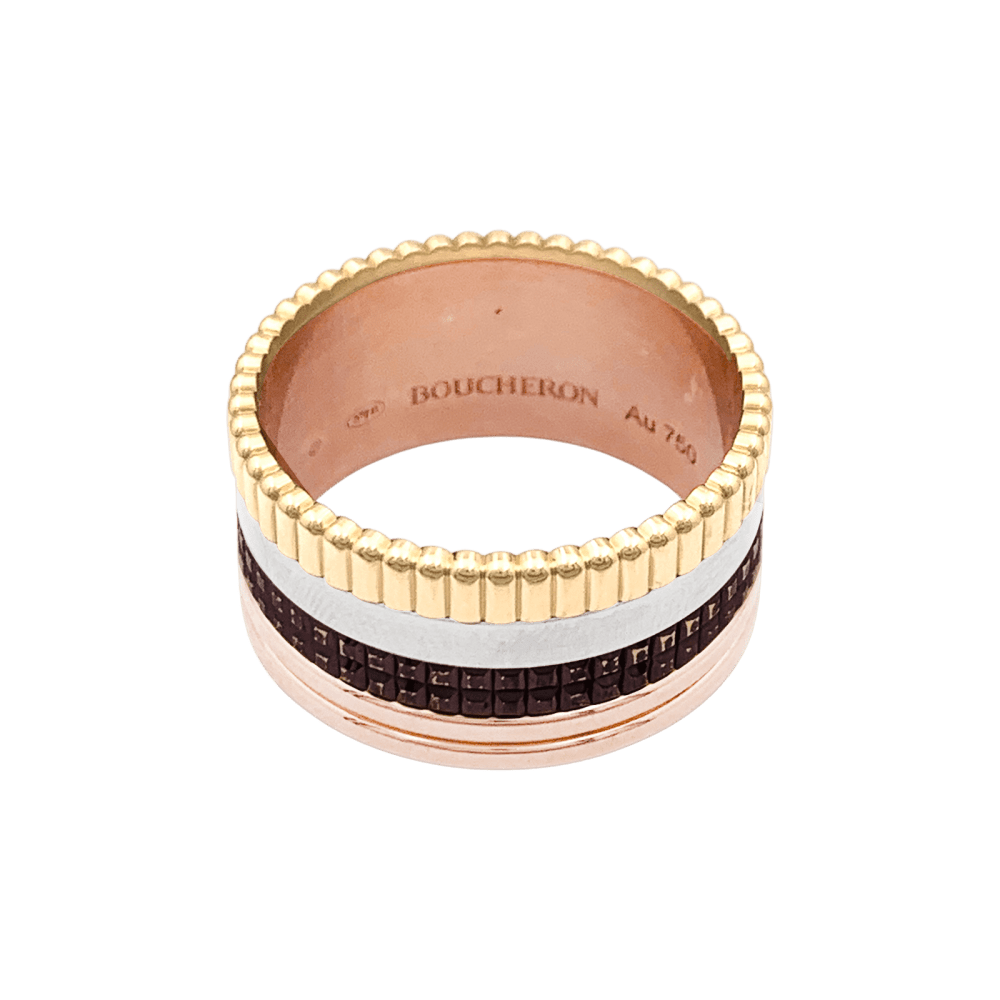 Bague Bandeau BOUCHERON "Quatre Classique" en or blanc, or jaune et or rose - Castafiore