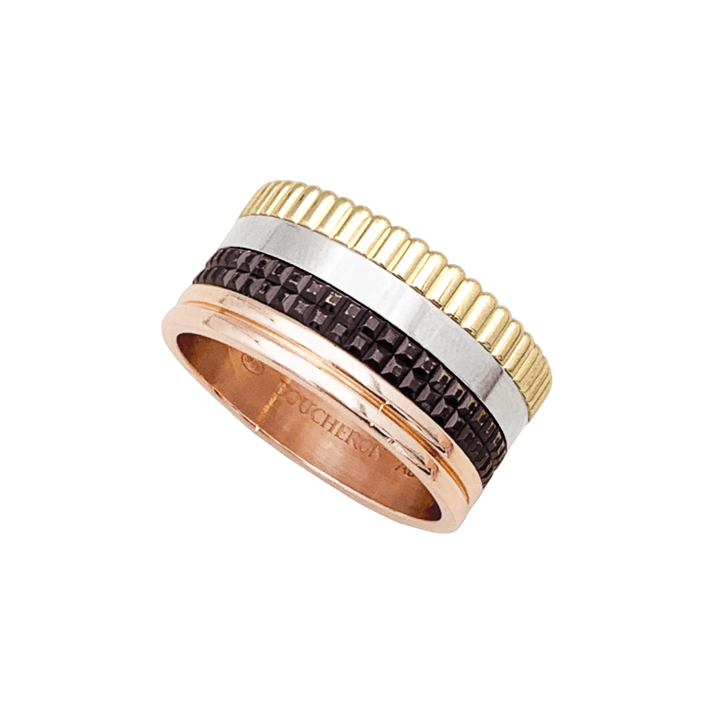 Bague Bandeau BOUCHERON "Quatre Classique" en or blanc, or jaune et or rose - Castafiore
