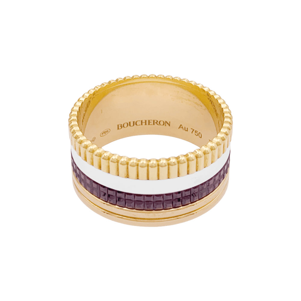 Bague Bandeau BOUCHERON "Quatre Classique Large" en or jaune, or blanc et or rose - Castafiore