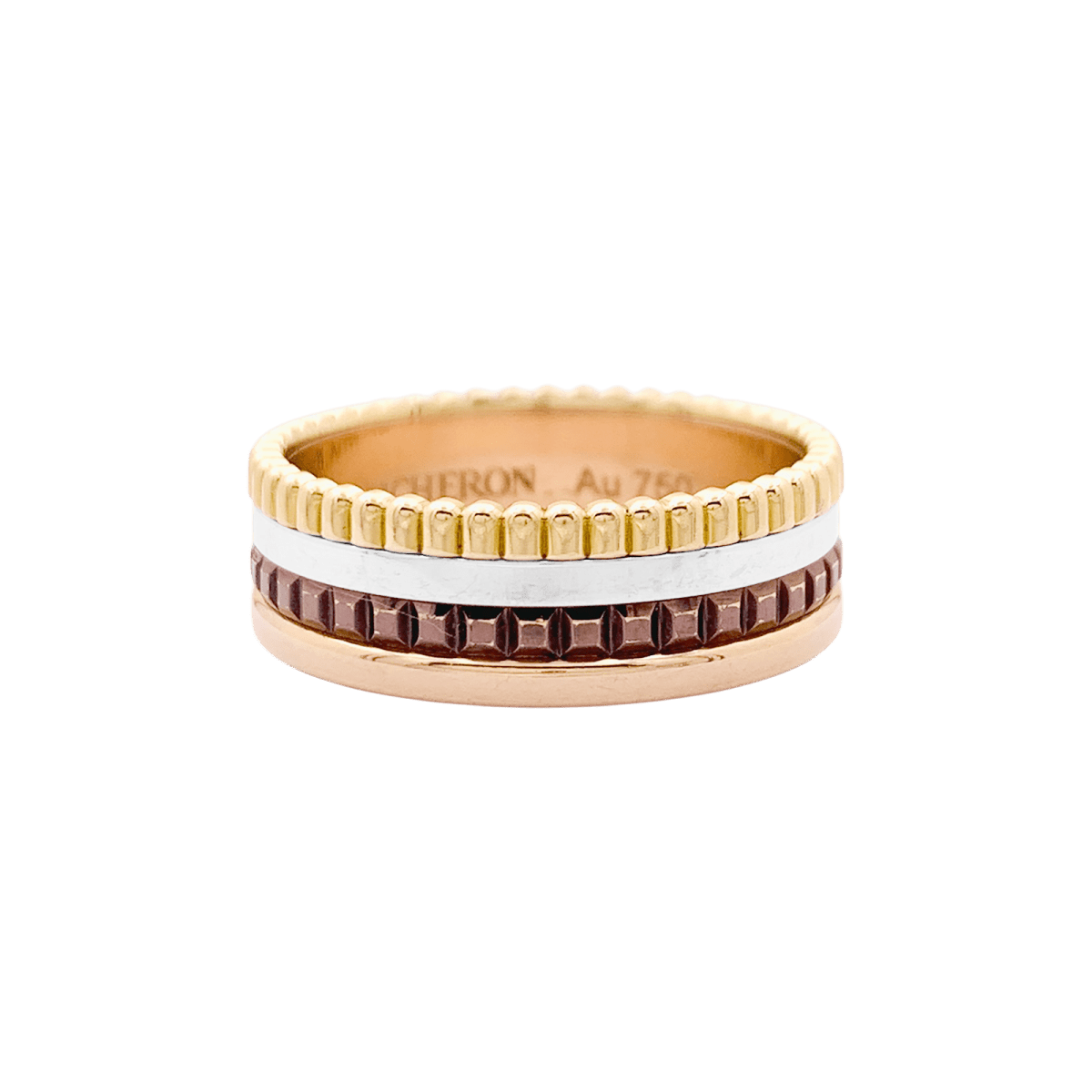 Bague Bandeau BOUCHERON "Quatre Classique Small" en or jaune, or blanc et or rose - Castafiore
