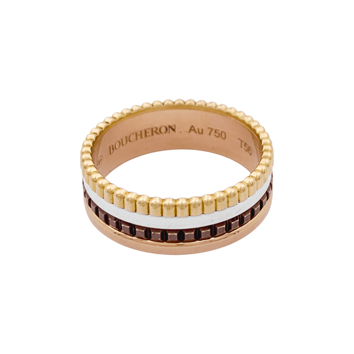 Bague Bandeau BOUCHERON "Quatre Classique Small" en or jaune, or blanc et or rose - Castafiore