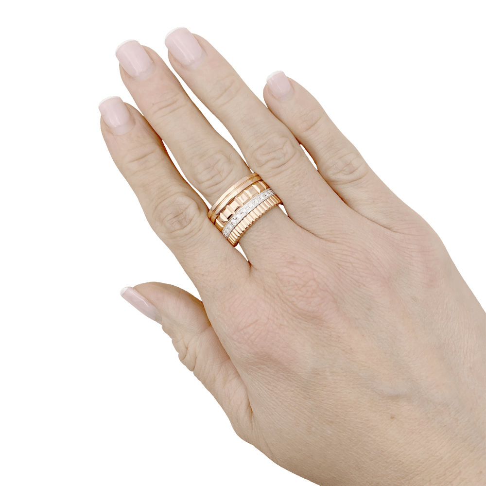 Bague Bandeau BOUCHERON "Quatre Radiant Édition" en or blanc, or rose et diamants - Castafiore