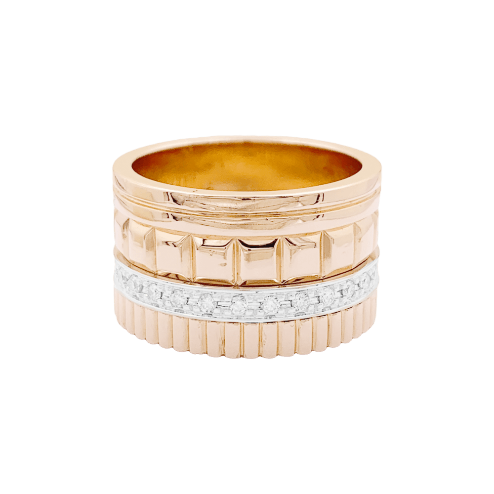 Bague Bandeau BOUCHERON "Quatre Radiant Édition" en or blanc, or rose et diamants - Castafiore