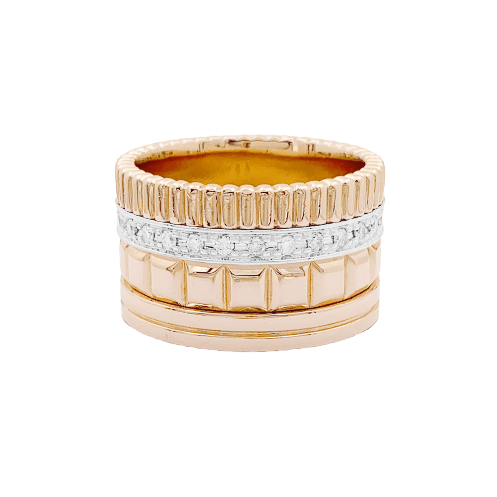 Bague Bandeau BOUCHERON "Quatre Radiant Édition" en or blanc, or rose et diamants - Castafiore