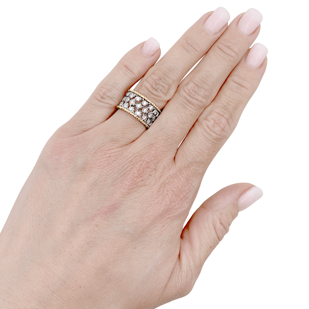 Bague Bandeau BUCCELLATI "Éternelle Band" en or blanc, or jaune et diamants - Castafiore