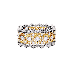 Bague Bandeau BUCCELLATI "Eternelle Band" en or jaune, or blanc et diamants - Castafiore