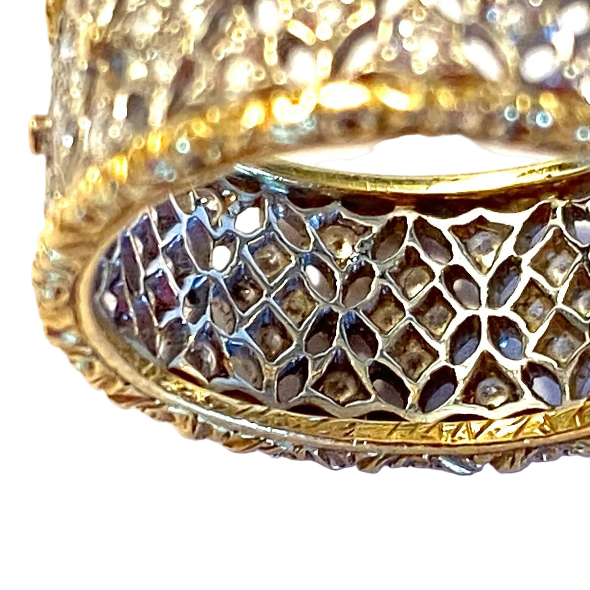 Bague Bandeau BUCCELLATI "Eternelle Vietri" en or blanc, or jaune et diamants - Castafiore
