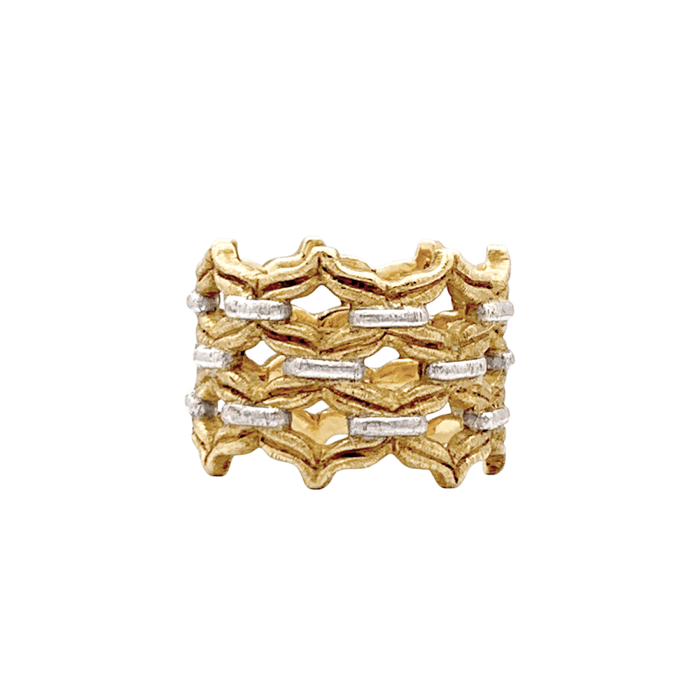 Bague Bandeau BUCCELLATI "Voile" en or jaune et or blanc - Castafiore