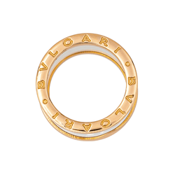 Bague Bandeau BULGARI "B.Zéero1" en or rose et céramique - Castafiore
