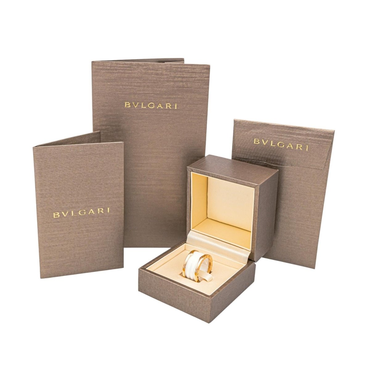 Bague Bandeau BULGARI "B.Zéero1" en or rose et céramique - Castafiore