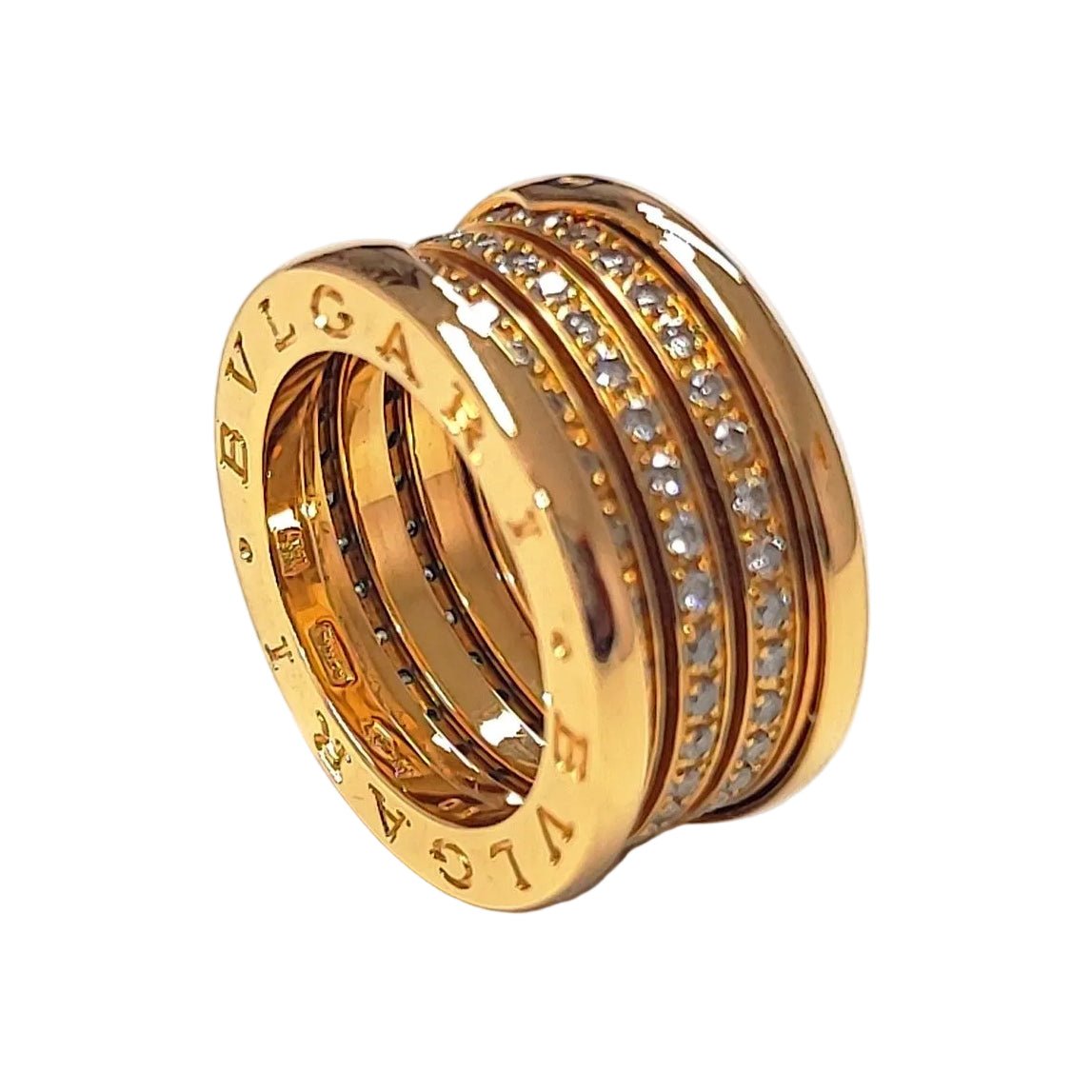 Bague Bandeau BULGARI "B.Zéro1" en or jaune et diamants - Castafiore