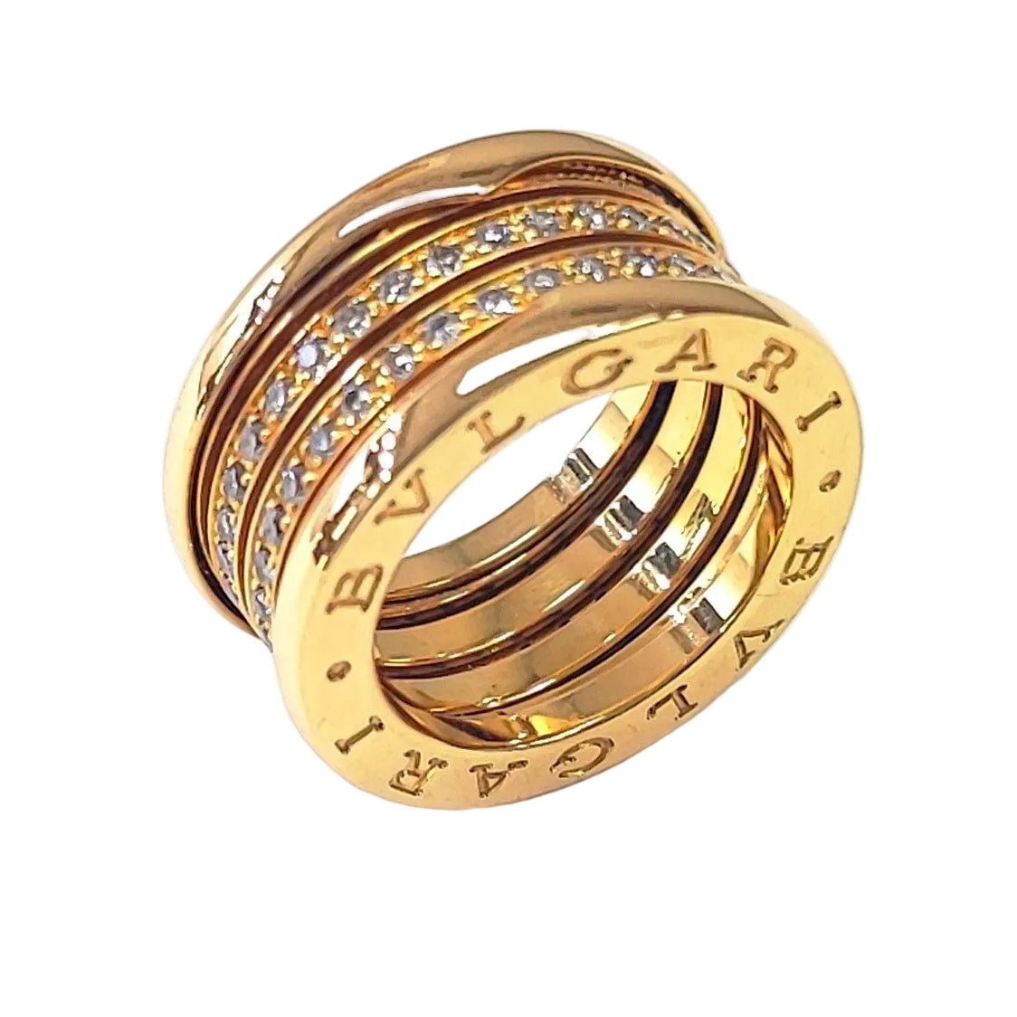 Bague Bandeau BULGARI "B.Zéro1" en or jaune et diamants - Castafiore