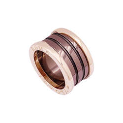 Bague Bandeau BULGARI "B.Zero1" en or rose, céramique et métal - Castafiore