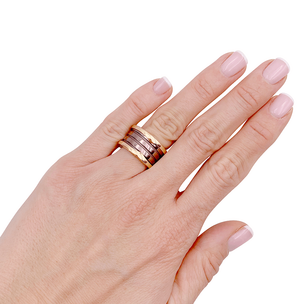 Bague Bandeau BULGARI "B.Zero1" en or rose, céramique et métal - Castafiore
